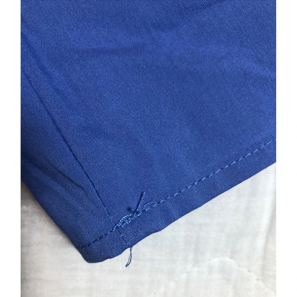 Michael Kors Blouse Women's Small Oxford‎ Blue Long Bell Sleeve Top Neck Tie New